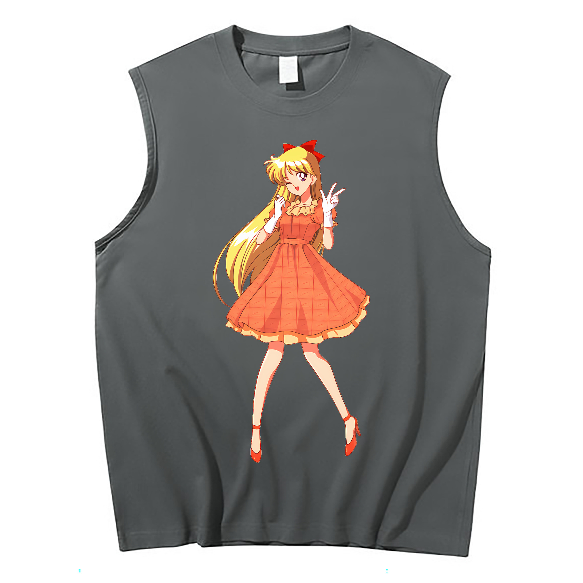 （画像用） 美少女戦士セーラームーン 愛野 美奈子 あいの みなこ Sailor Moon Aino Minako コットン100％タンクトップ（フロントプリント）